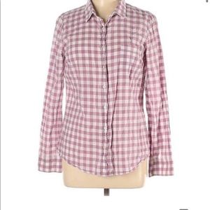 Light pink and white checked brushed JCrew cotton shirt. Size L